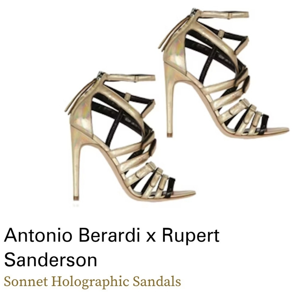 Antonio Berardi x Rupert Sanderson Sonnet Holographic Sandals 37.5